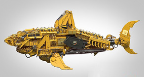 自然與機(jī)械的結(jié)合：卡特彼勒工程機(jī)械巨獸—鯊魚機(jī)器人